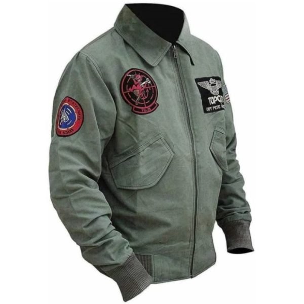 Fllying-Pilot-Top-Gun-MA1-Green-Bomber-Jacket-With-Patches-Cotton