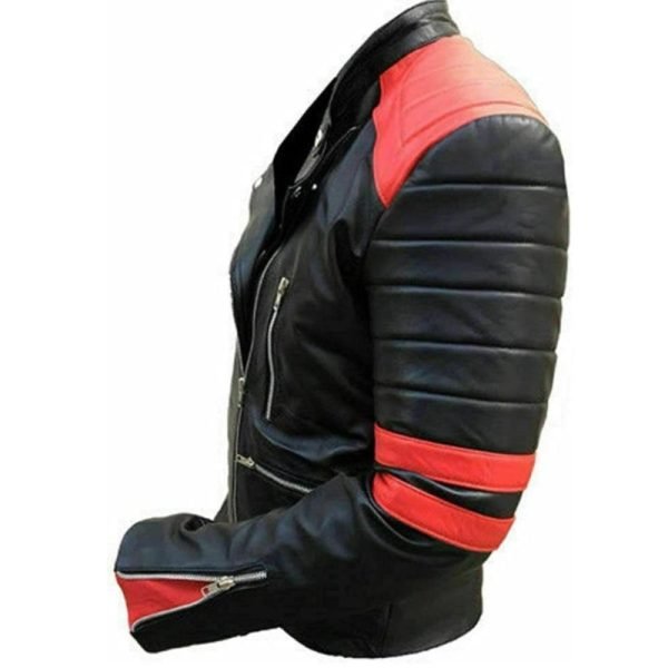 Quilted Red And Black Motorcycle Jacket
