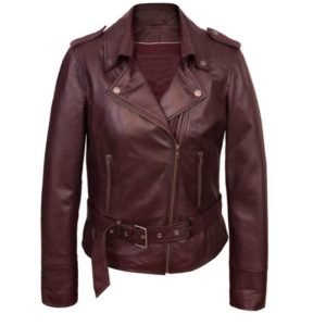 Burgundy Leather Jacket Womens
