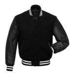 White Strip Black Varsity Jacket