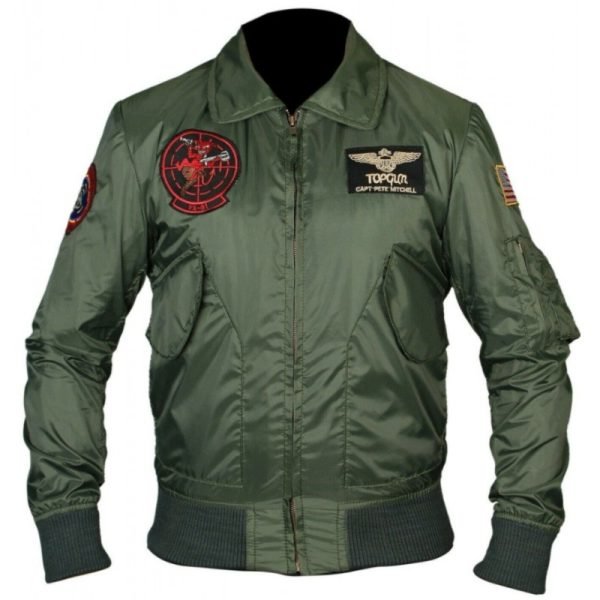 fllying pilot top gun ma1 green bomber mens jacket with patches