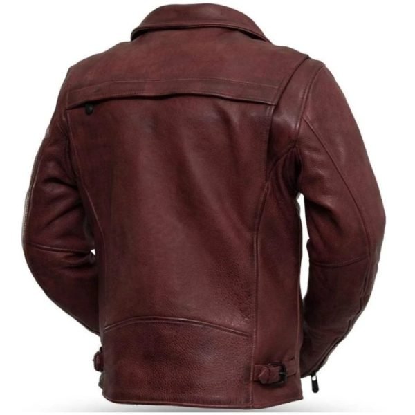 Men Motorcycle Dark Maroon Leather Jacket