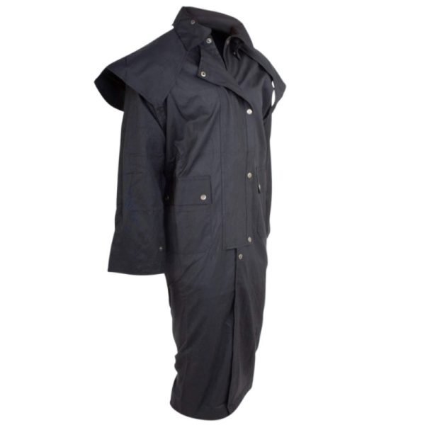 oilskin western waterproof long black duster coat