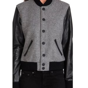 Women Gray Varsity Jacket