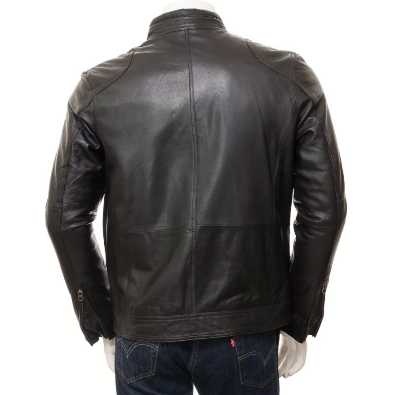 Black-Leather-Double-Pockets-Biker-Jacket-Mens