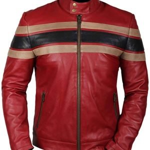 mens red and black striped jacket