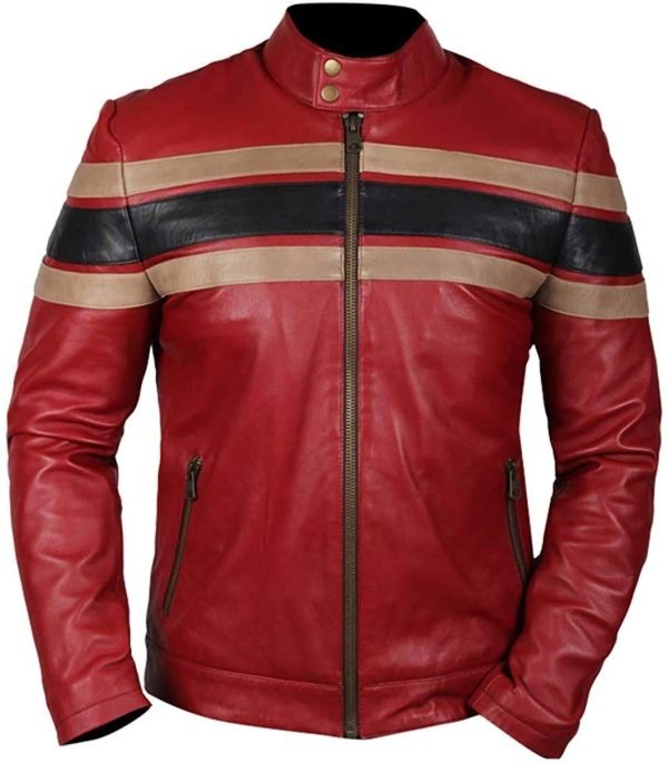 mens red and black striped jacket